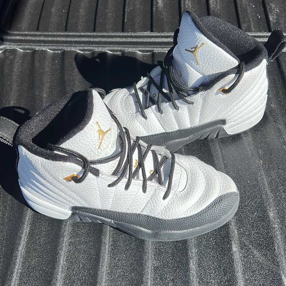 Little Boys/ Size 2,  White and Black  Air Jordan 12